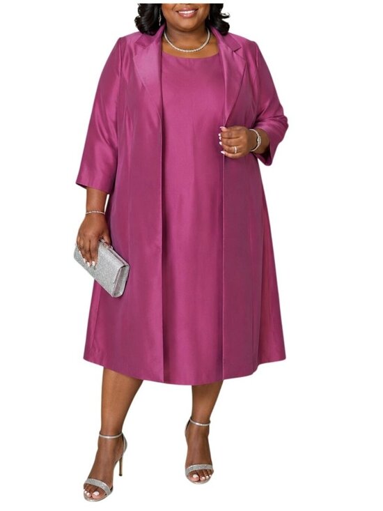 Blair Dresses & Skirts - Blair Plus Size 22W Dress & Jacket Set Pink 2-Piece Suit Notch Lapel Open Front